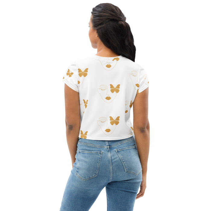 T-shirt Crop-Top imprimé all over "Face Beauty Butterfly marron or" – Image 2