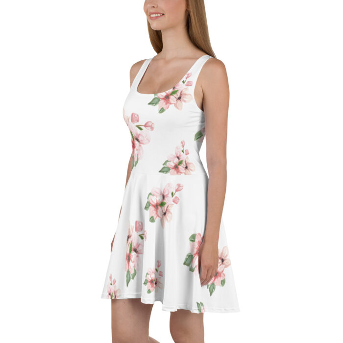 Robe Patineuse Blanc "Fleurs de cerisier"