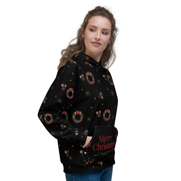 Sweat à Capuche Unisexe Black "And Happy New Year" – Image 3