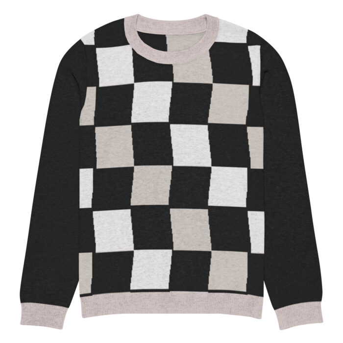 Pull tricoté ras-du-cou Damier – Image 3