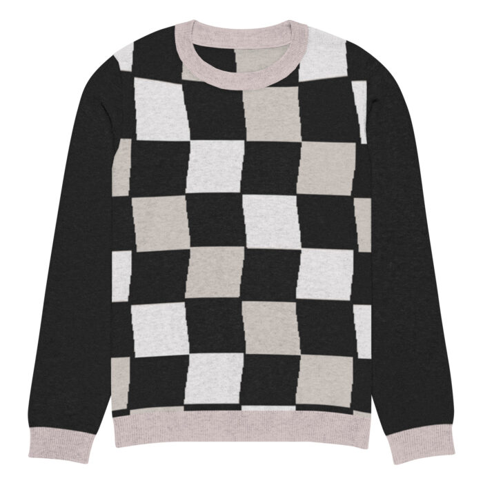 Pull tricoté ras-du-cou Damier